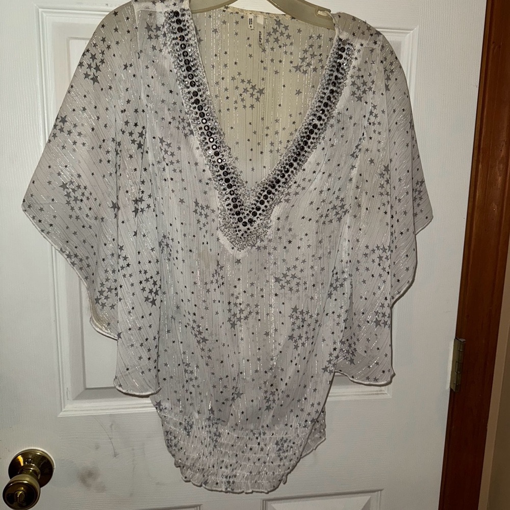 Sheer Starry Blouse - White